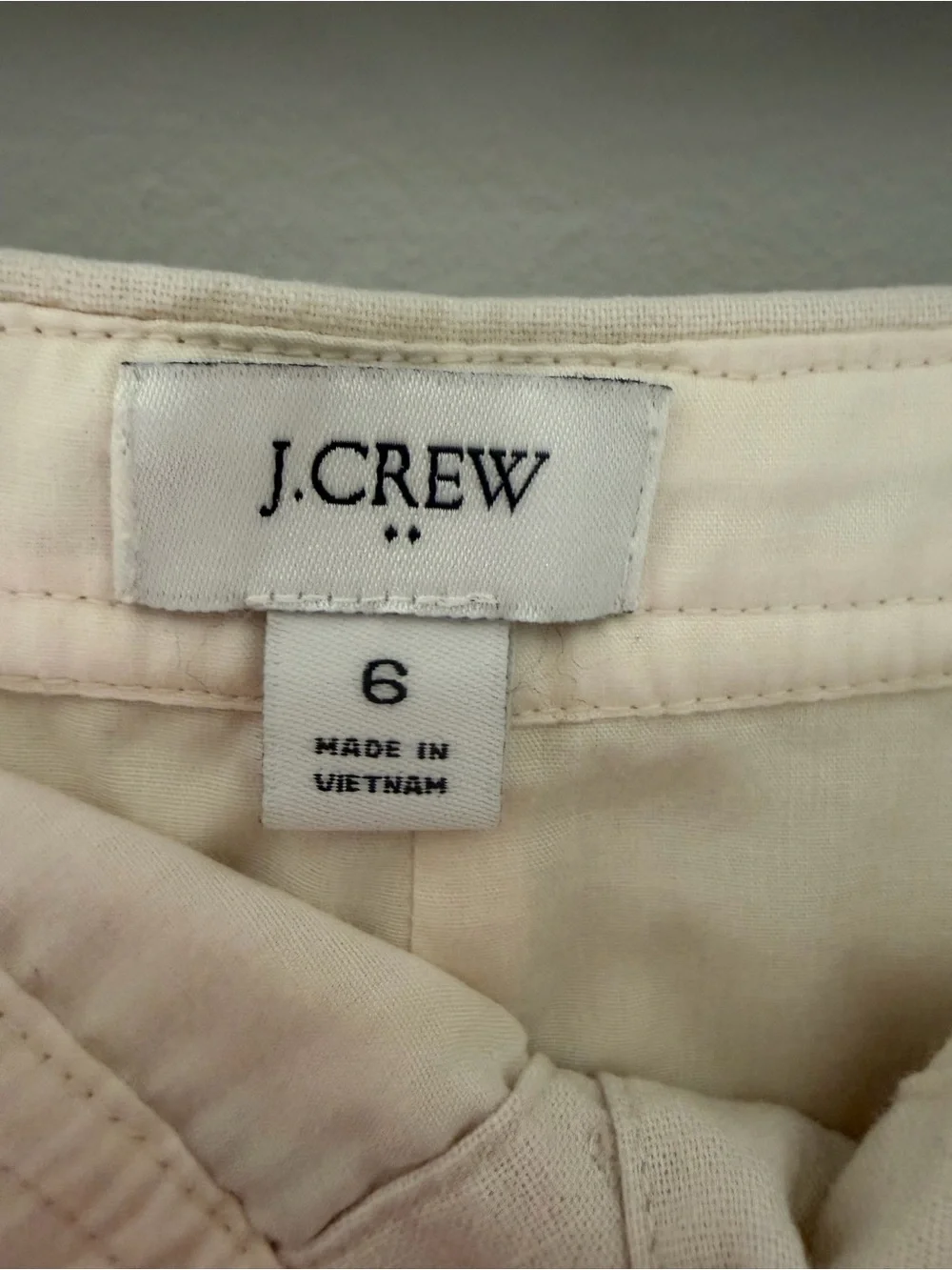 J. Crew Linen Blend Button-Front Cream A line Mini Skirt with Flap Pockets Sz 6